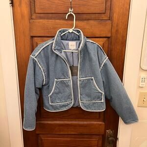 Le Lis Binding Denim Jacket sz XS Blue NEW WITH TAGS $98 Womens